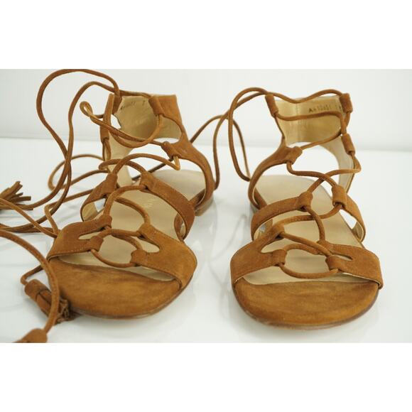 Stuart Weitzman The Romanflat Ankle Strap Flat Sandals Size 7 Gladiator $455 - Picture 9 of 12